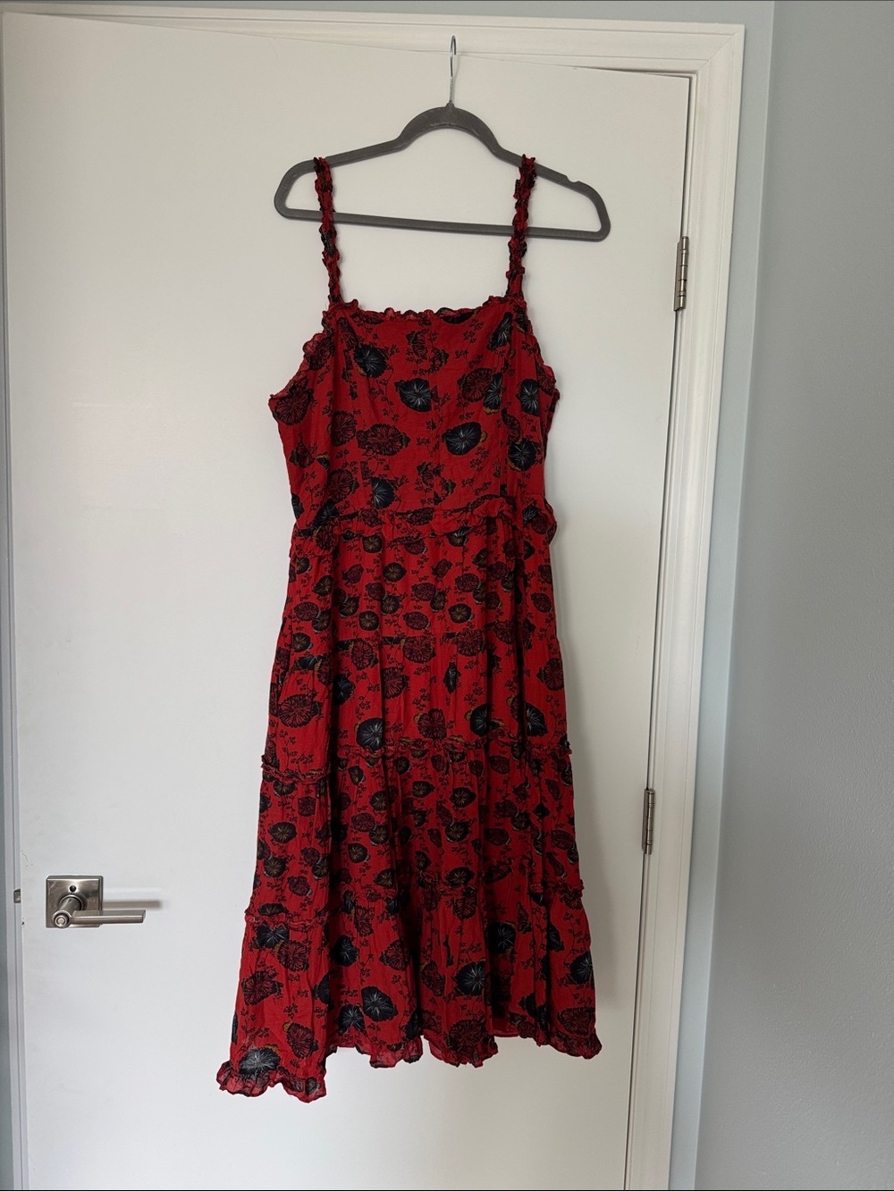 ULLA JOHNSON Red Floral Tiered dress
